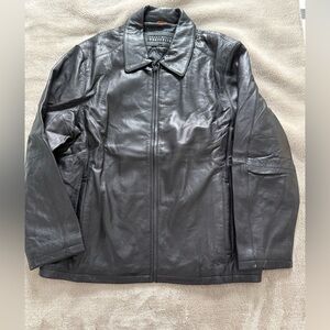 Perry Ellis Black Leather Jacket-L